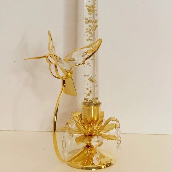 Austrian Crystal Delight Hummingbird Flower Chandelier Candle Holder 6.5” - Picture 9 of 9